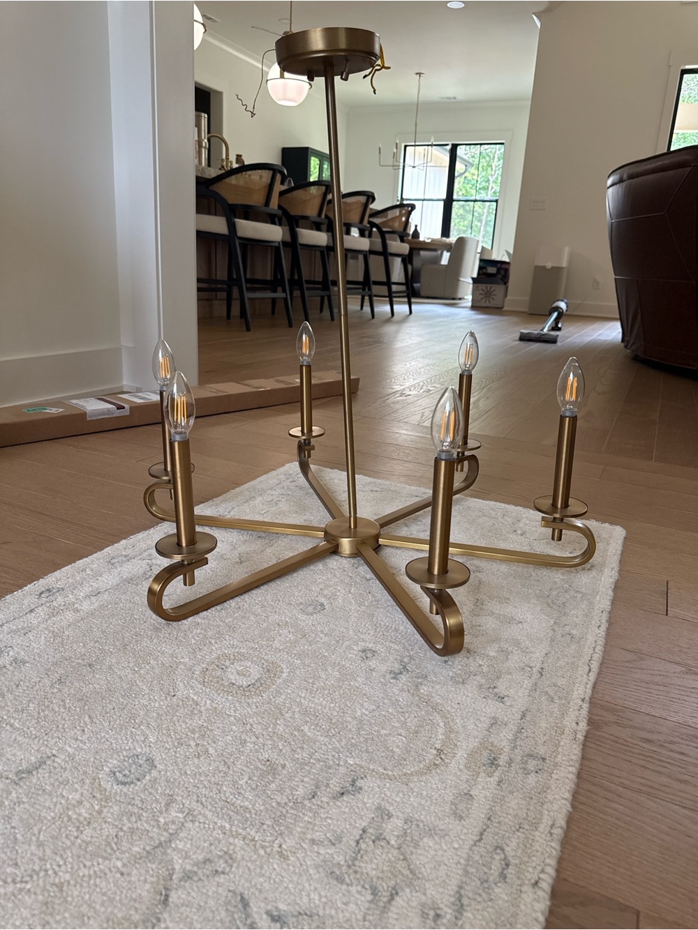 Modern farmhouse  Brass Gold 6-Light Lantern Chandelier